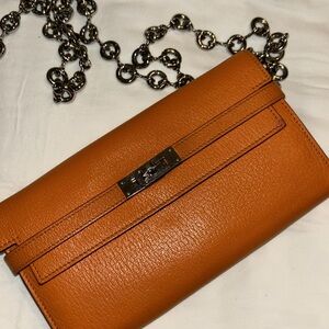 Hermes Togo leather wallet with Silver hardware